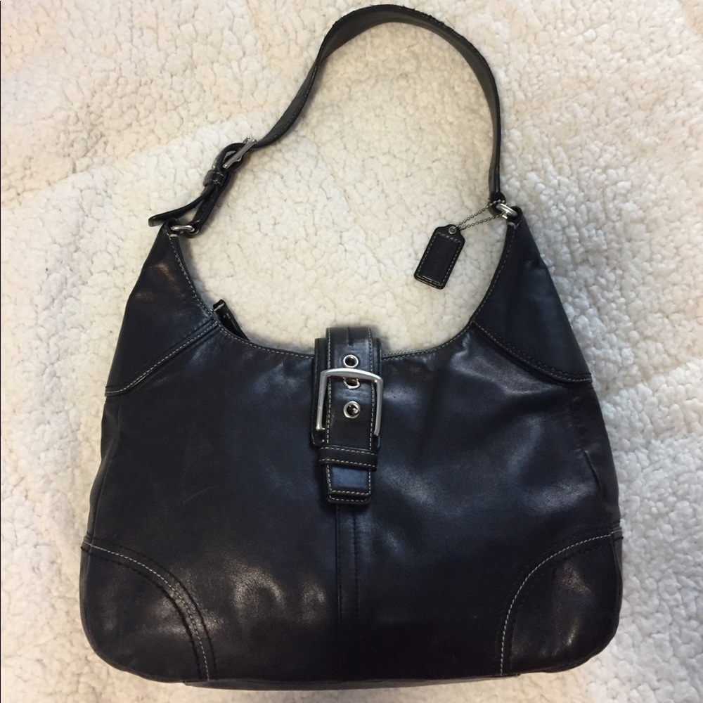 Coach black leather purse handbag